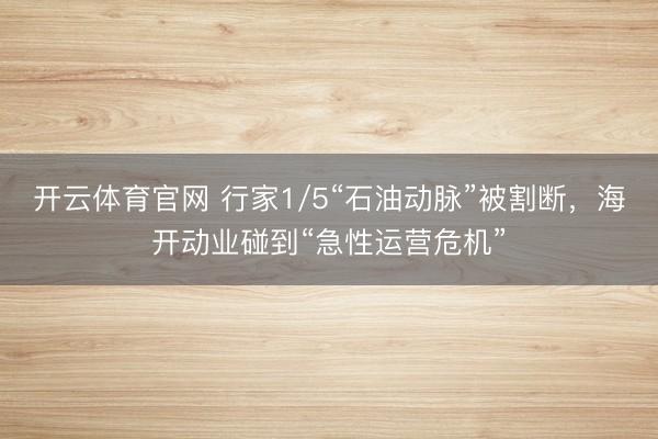 开云体育官网 行家1/5“石油动脉”被割断，海开动业碰到“急性运营危机”