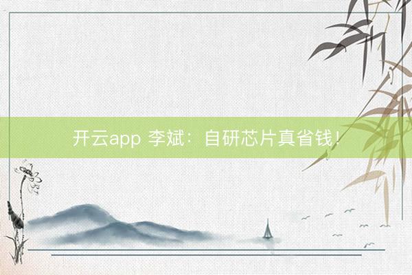 开云app 李斌:自研芯片真省钱!