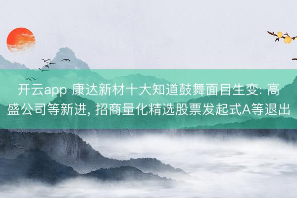 开云app 康达新材十大知道鼓舞面目生变: 高盛公司等新进， 招商量化精选股票发起式A等退出