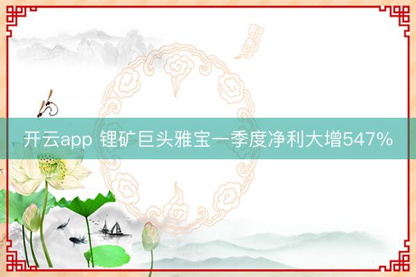 开云app 锂矿巨头雅宝一季度净利大增547%